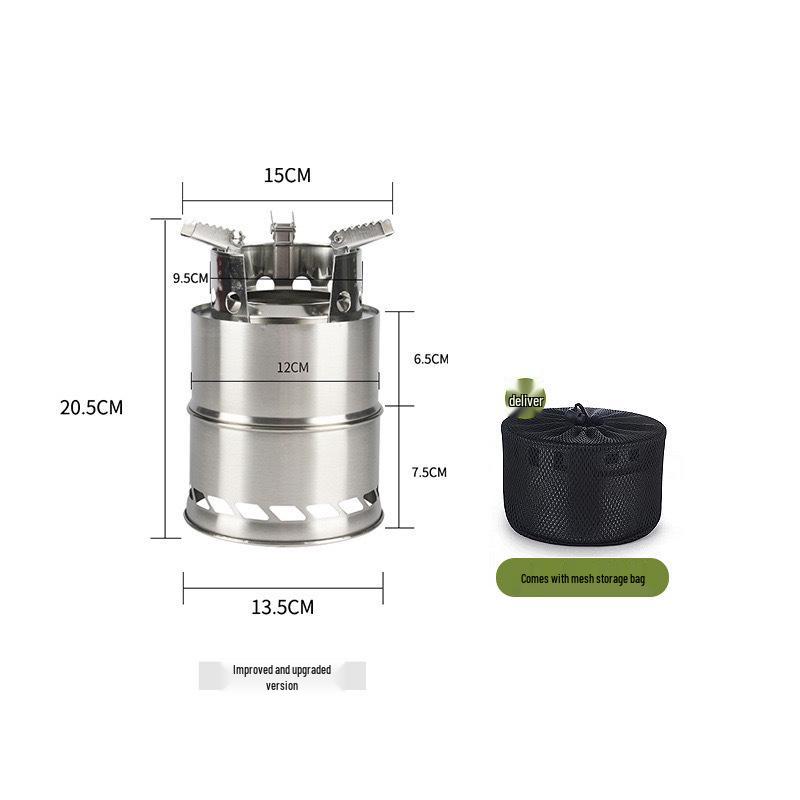 Portable Stainless Steel Folding Camping Stove - Smokeless, Windproof, Compact Outdoor Heater