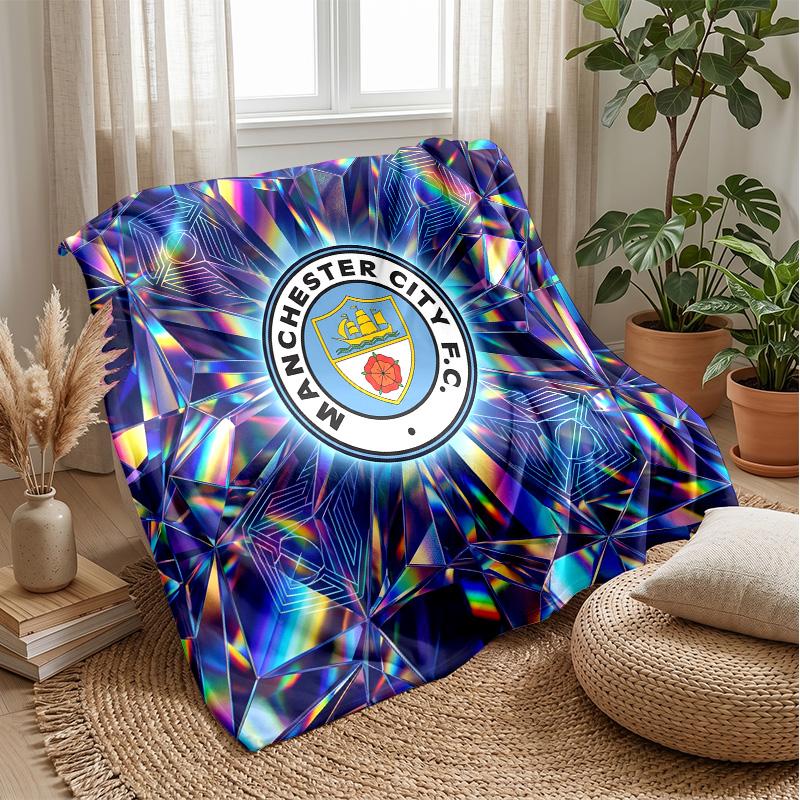 Coperta a tema Manchester City Morbida coperta in flanella Coperta morbida da divano Coperta accogliente per divano e letto per la decorazione della casa