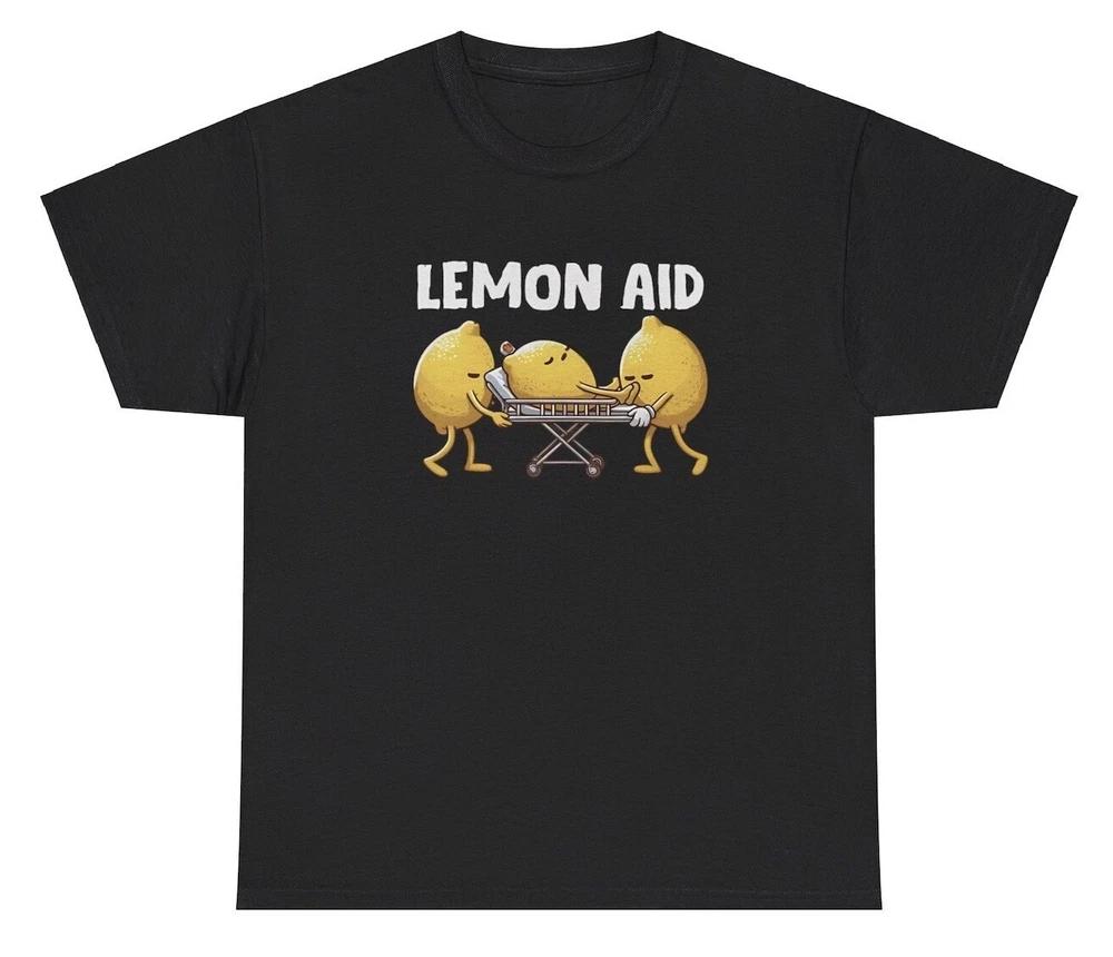 Lemon Aid T Shirt Funny Lemonade Ems Pun Gen Z Ironic Humor Novelty Gift Tee S