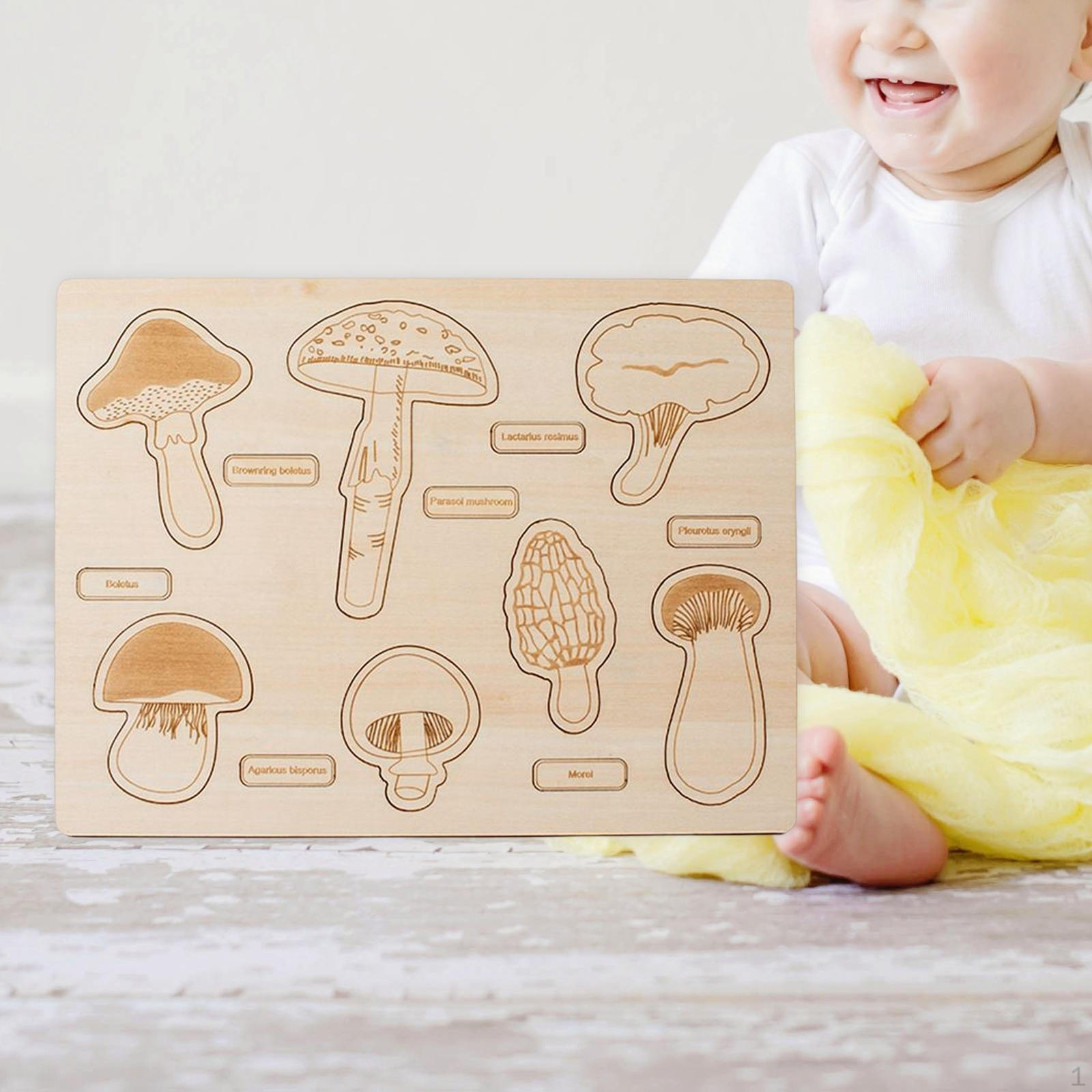 Puzzles, Wooden Cartoon Jigsaw Educational for Pre Learning Aids Mushroom