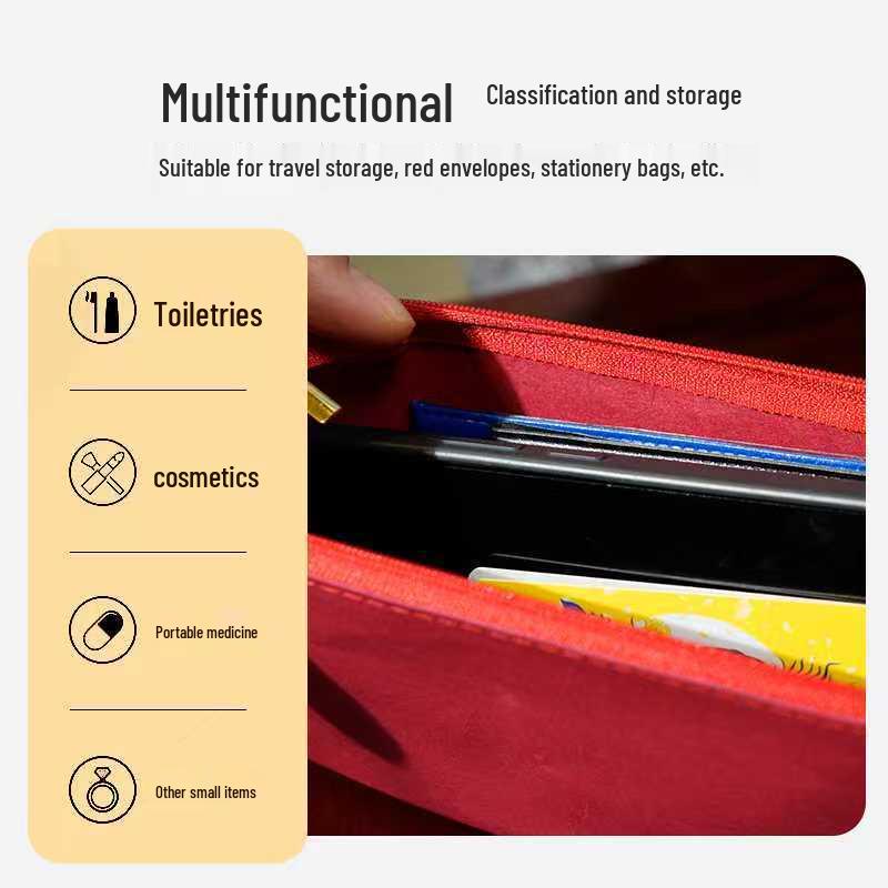Stylish Multifunctional Red Envelope: Toiletry Bag, Storage Bag, Pencil Case