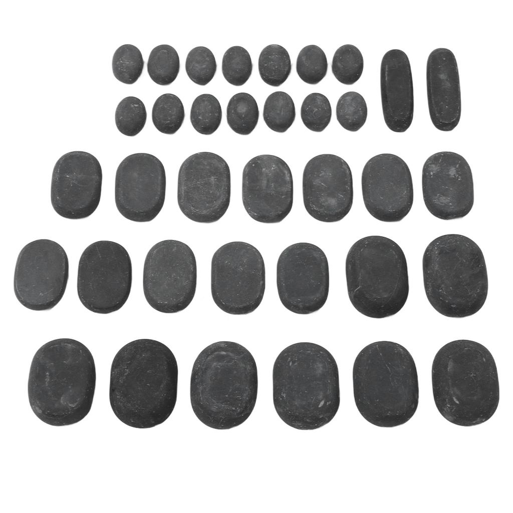 36PCS Basalt Hot Stones Set 4 Sizes Round Shape Body Relaxation Basalt Hot Massage Rocks for SPA