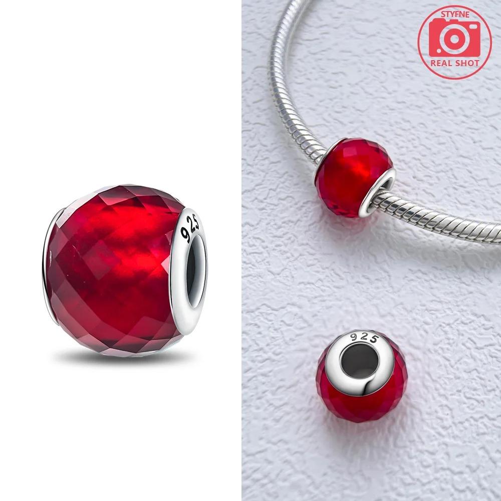 Original Rosa Glasperlen Blaue Romantische Perlen 925 Silber Charms für Frauen DIY Schmuckherstellung Armband Passend