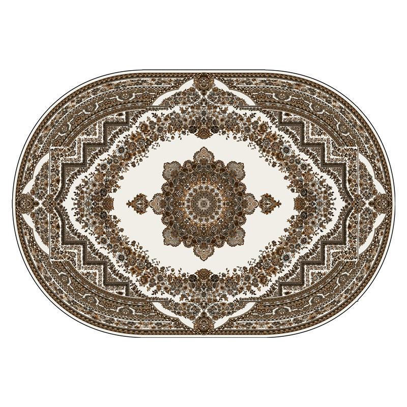 Persian Ethnic Style Carpet Decoration Living Room Oval Lint-free Non-slip Sofa Rug Bedroom Bedside Easy Clean Foot Mat Washable