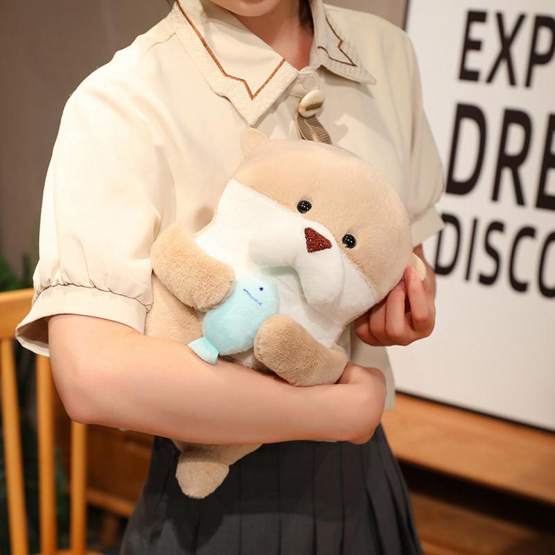 Kawaii Otter Plush Toys Soft Sea Otter Stuffed Animals Plushies Cute Brown Otter Plush Doll Birthday Gift