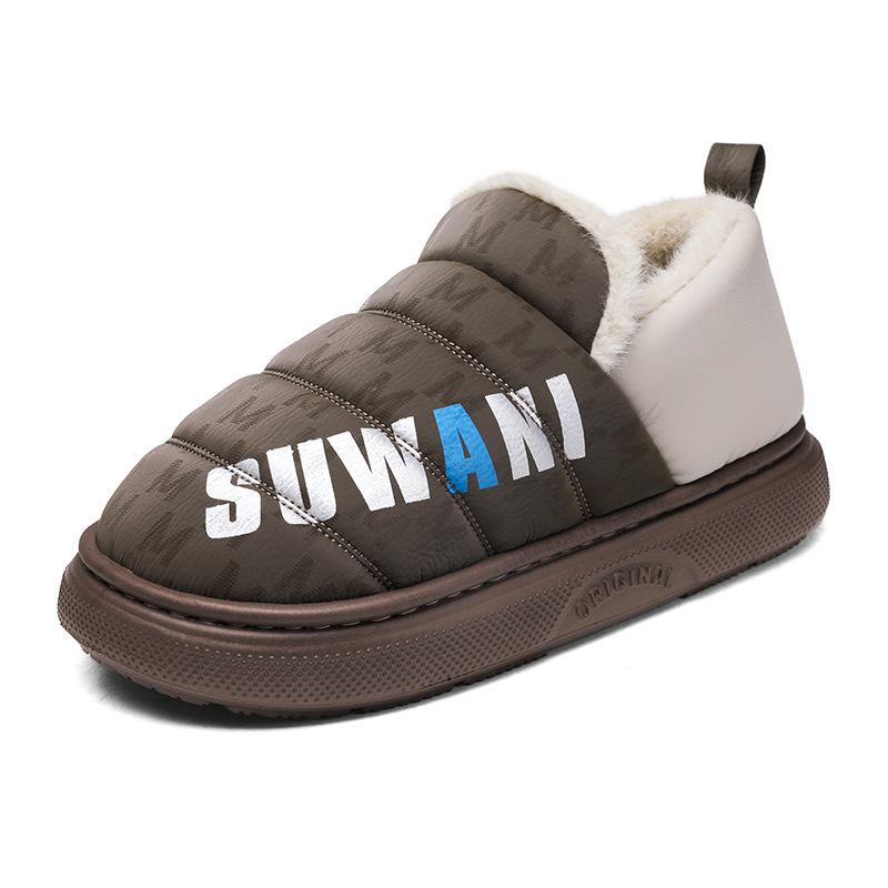 

Мужские хлопковые тапочки мужские зимние новые уличные сумка на каблуке водонепроницаемые теплые начесанные утолщенные домашние закрывающие ногу меховые хлопковые туфли 44-45