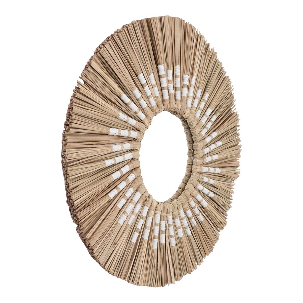 Seagrass Wall Mirror Hand Woven Decorative Round Seagrass Hanging Mirror for Entryway Bedroom Bathroom Original Color