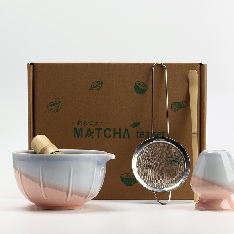 

5PCS/Set Matcha Tea Set Ceramic Matcha Bowl Reusable Bamboo Whisk Scoop Teaspoon Sifter Vintage Song Dynasty Tea Ceremony Kit