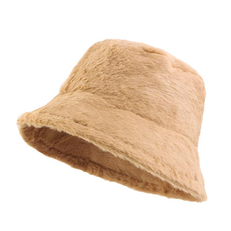 Simple and Versatile Autumn and Winter Imitation Rabbit Fur Basin Hat, Sun Hat, Outdoor Warm Bucket Hat JDPM-