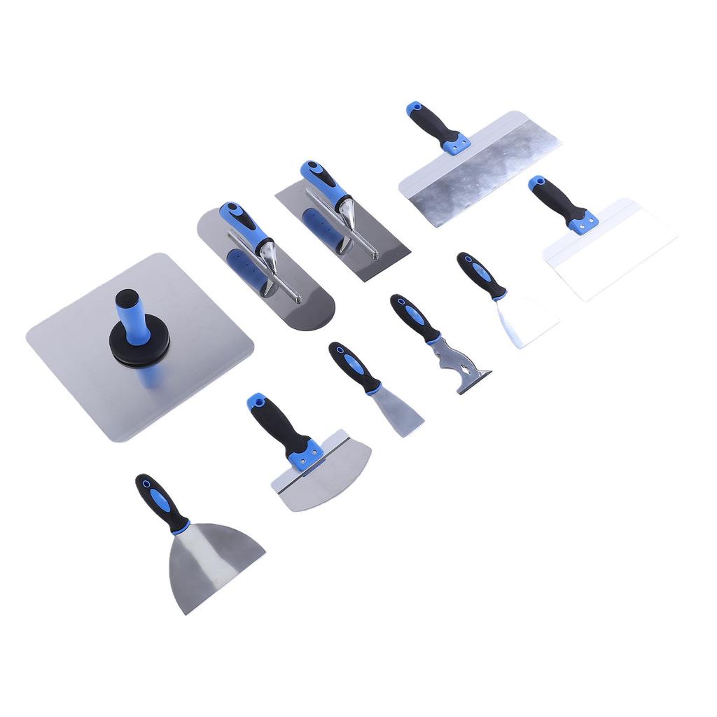 11Pcs Concrete Trowel Set Masonry Hand Tool for Finishing Bricklaying Plastering Stainless Steel Spatula Scraper Tray