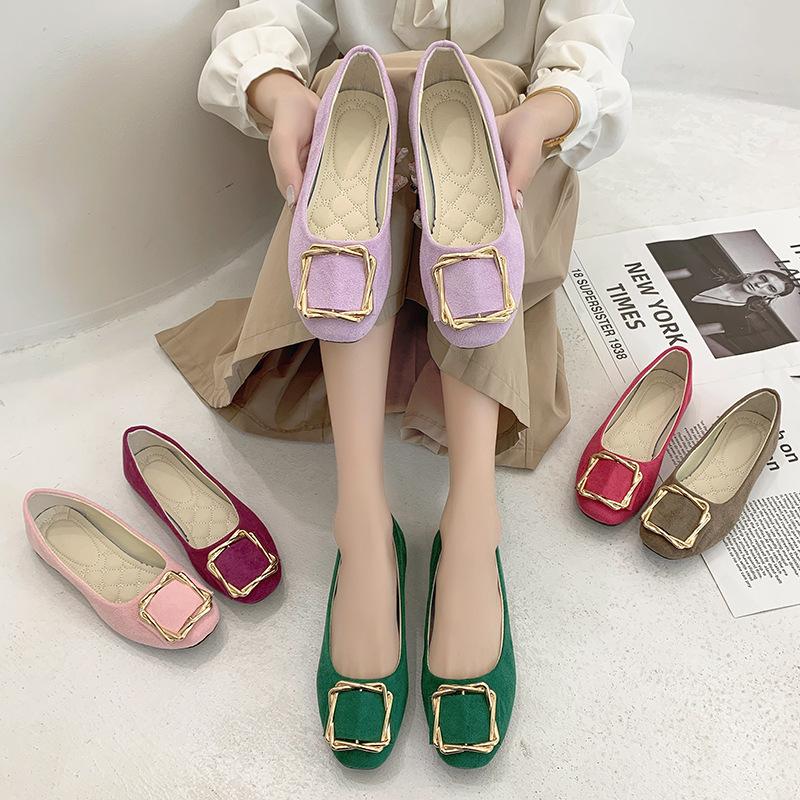 Women's Shoes Flat Shoes Square Toe Slip on Large Size Comfortable Casual Single Shoes Multicolor