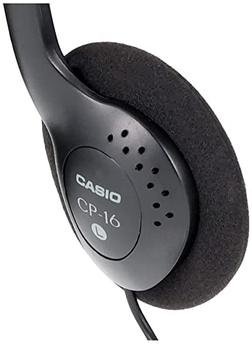Genuine CASIO Headphones for Electronic Keyboards/Digital Pianos, CP-16, Black