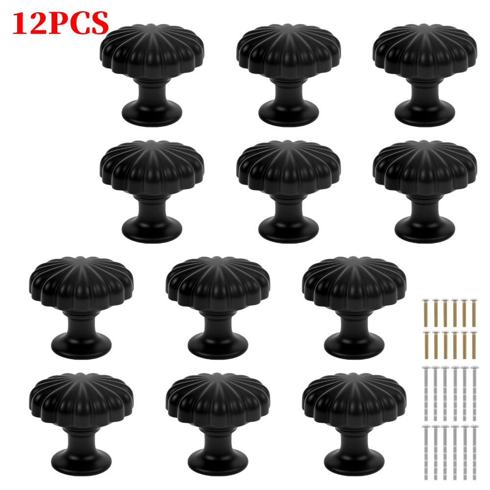

12Pcs Aluminum Alloy Pumpkin Shape Closet Knob for Wardrobe Dresser Single Hole Cabinet Door Knob With Screw for Bedroom Living