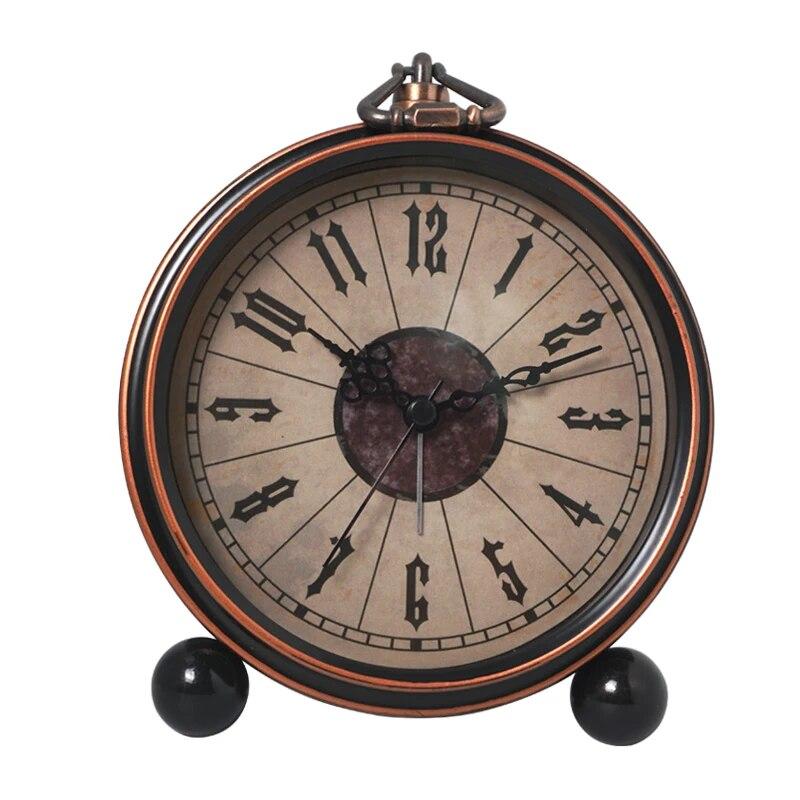 European Style Metal Retro Clock, American Style Creative Electronic Alarm Clock, Student Personality Simple and Silent Pointer