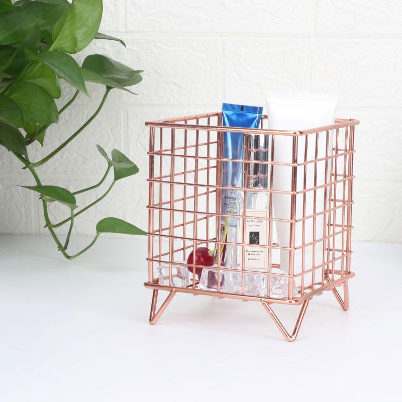 Nordic Wrought Iron Desktop Storage Basket - Cosmetic Organizer Rack