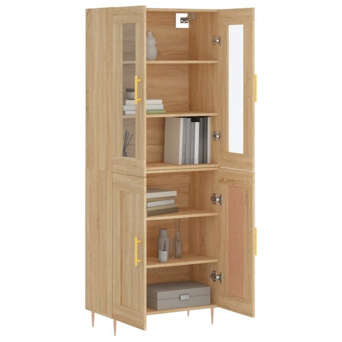 VidaXL Buffet haut Chêne sonoma 69,5x34x180 cm Bois d'ingénierie 3198332