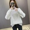 Lace Half High Collar Sweaters Women's Autumn and Winter Large Size Loose Bottom Knitted Pullovers Casual Print Jumpers