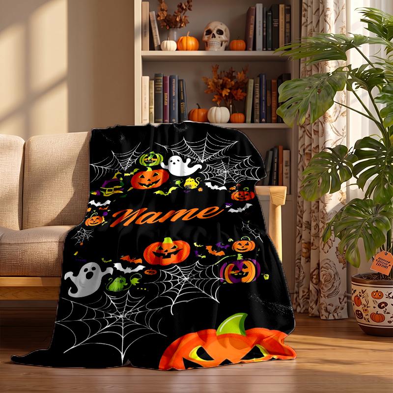 Halloween Custom Flannel Blankets Soft Warm Cozy Throws for Home Decor Holiday Gifts