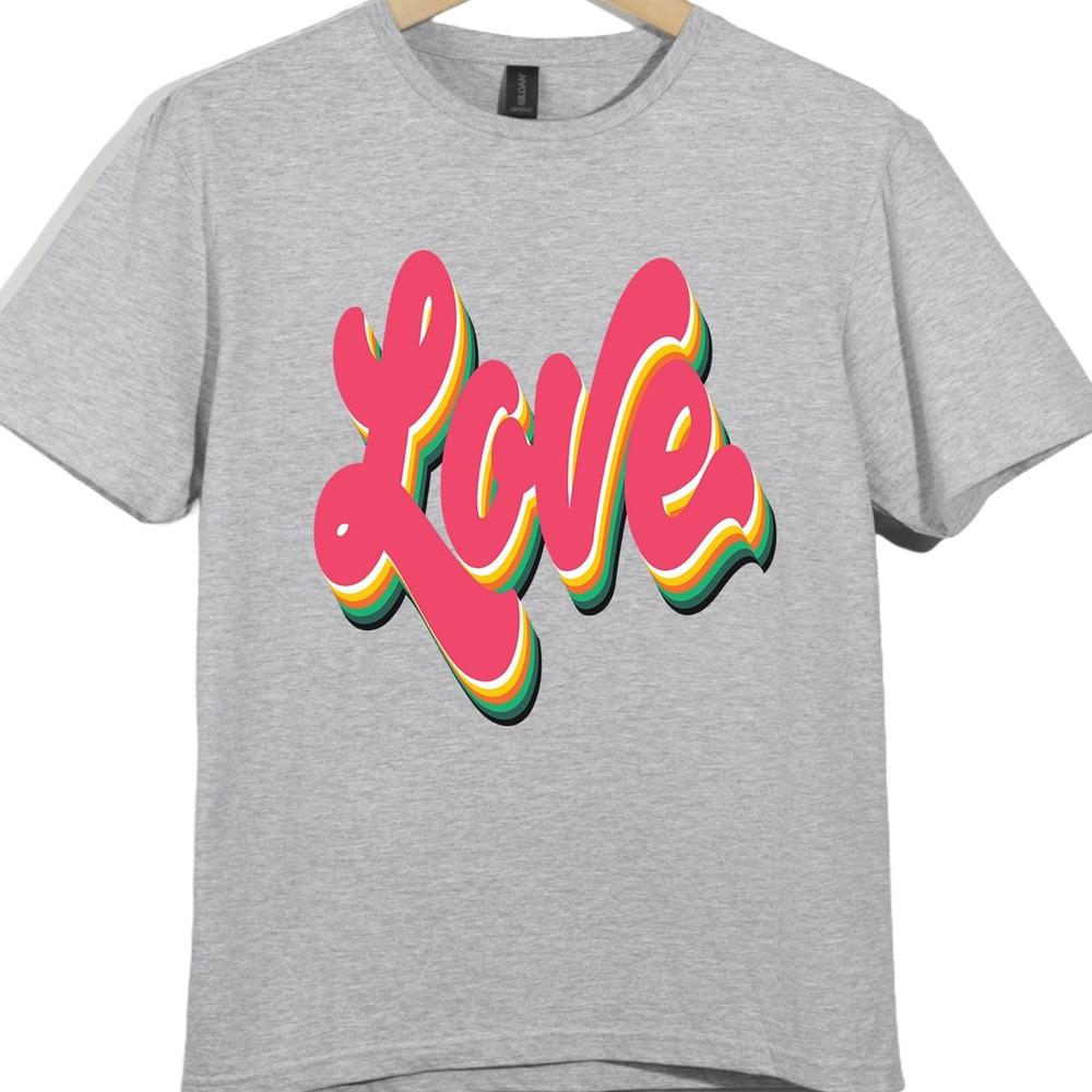 Love T Shirt Retro Script Text Graphic Tee Vintage Casual Streetwear Top
