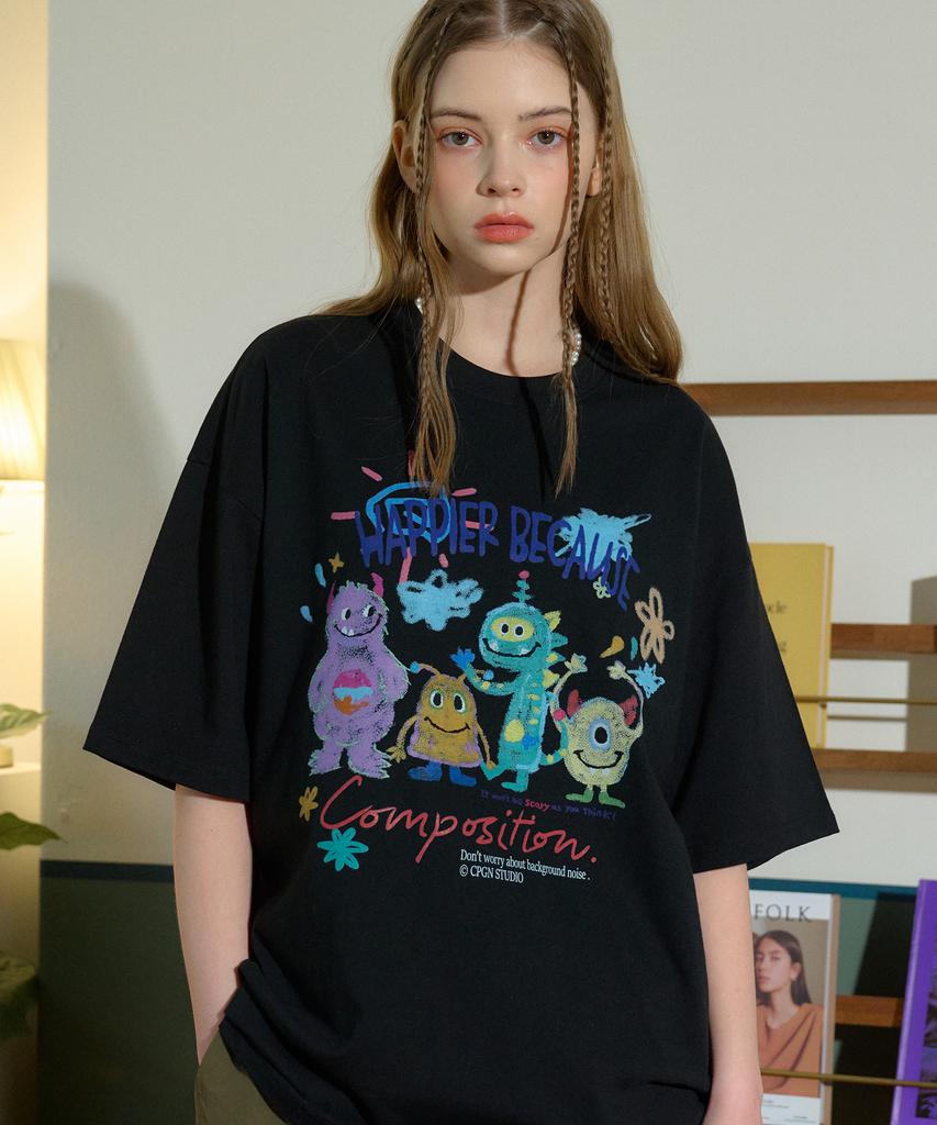 CPGN STUDIO Dtp Happy Day Short Sleeve T-Shirt Black