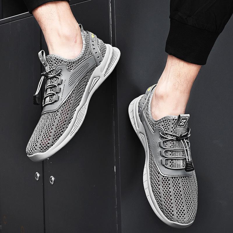 Mesh Men's Shoes Summer Mesh Shoes Breathable Trendy Casual Hollow Sneakers Versatile Outdoor Hiking Shoes