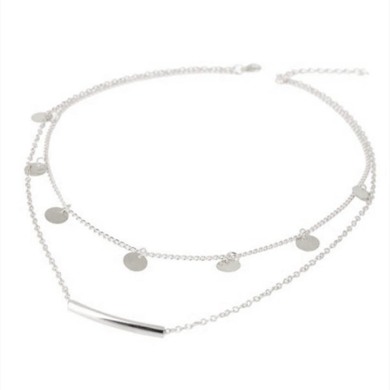 New classic street auction fashion personalized jewelry stacked women, double-layer U-shaped tube round sequined necklace