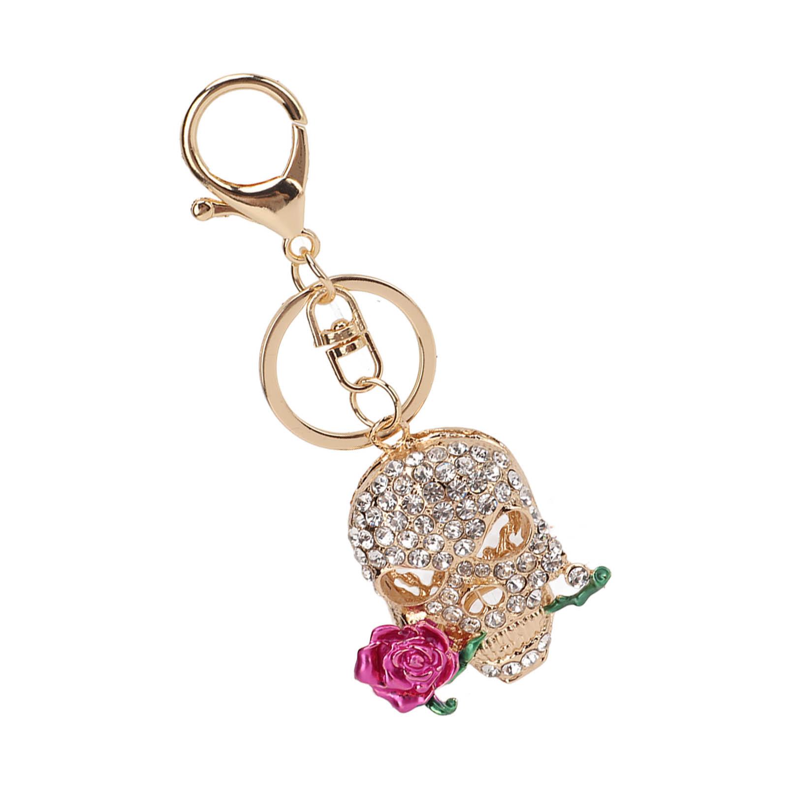 

Брелок Череп Смерть Роза Цветок Череп Автомобильный Брелок с Брелками Крючок Крутой Брелок для Автомобиля розовый