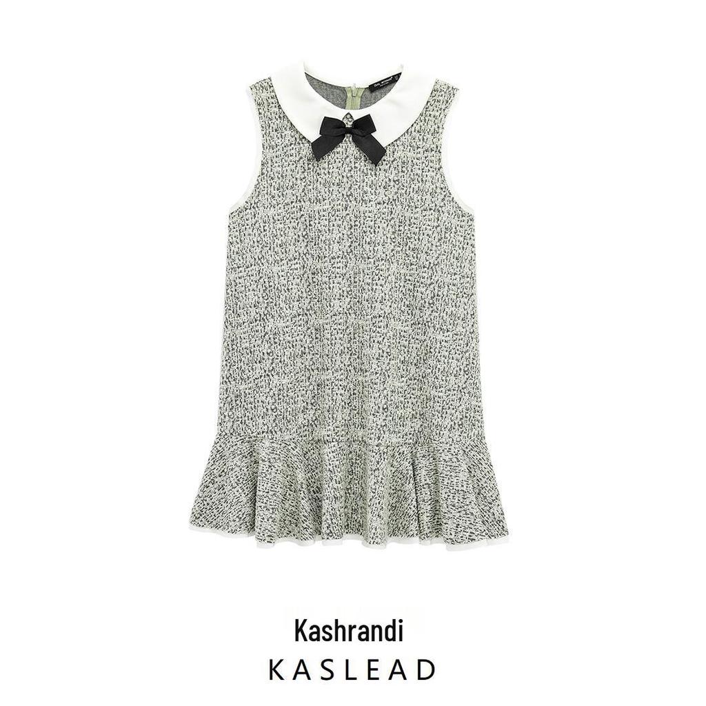 Spring 2025 Women's European and American Style Bow Sleeveless Textured Dress