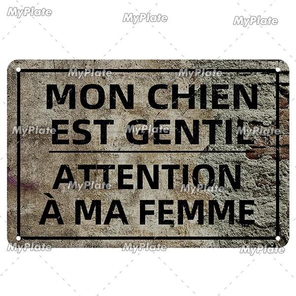 [MaPalte] Vintage French Warning Sign Metal Sign Tin Sign Decoration Plaque Home Wall Door Decor Bar Sign Home Plate Poster