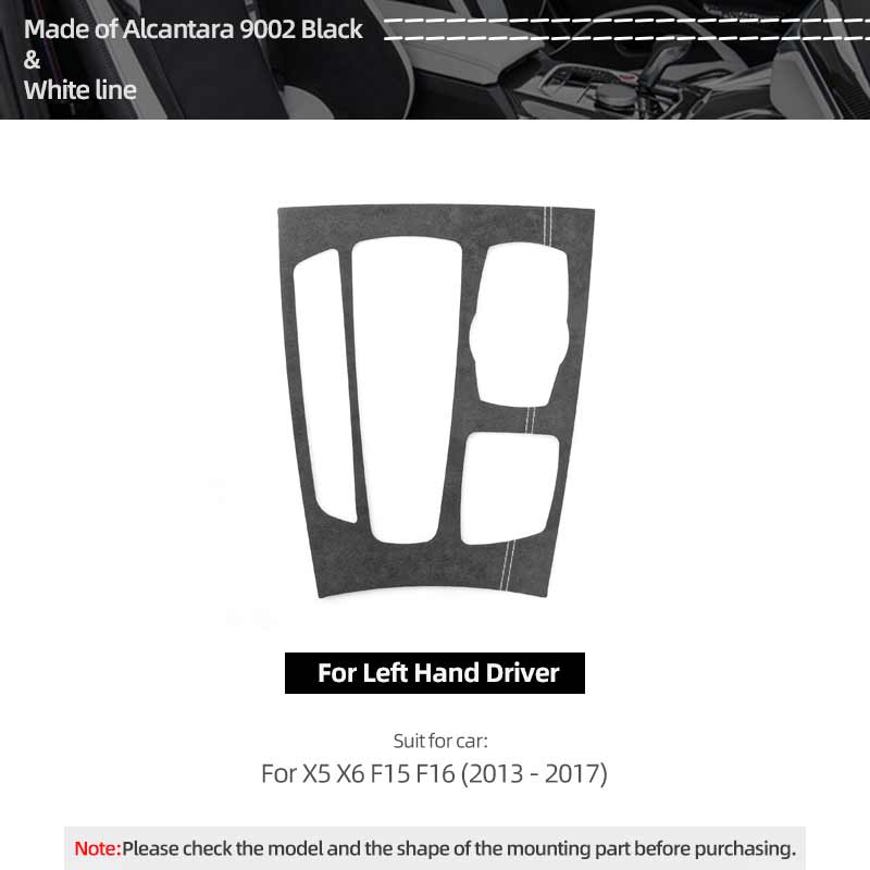 For BMW X5 F15 X6 F16 Made of Alcantara Car Interior Gear Shift Knob Panel Trim Frame Performance Stickers Tuning Accessories