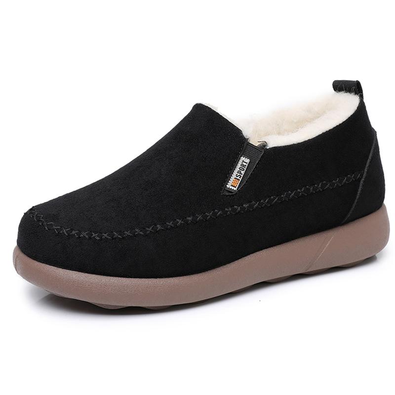 Boots Slip On Fur Shoes For Women's Winter Boots Snow Casual Winter Footwear Women Keep Warm Ankle Boots Fur Black Botas Mujer