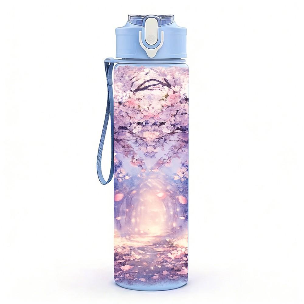 1PC Fantasy Galaxy Wolf Moon Art 750ml Color Plastic Sports Water Bottle Leakproof Flip Straw Lid Suitable for Sports Office Home Use