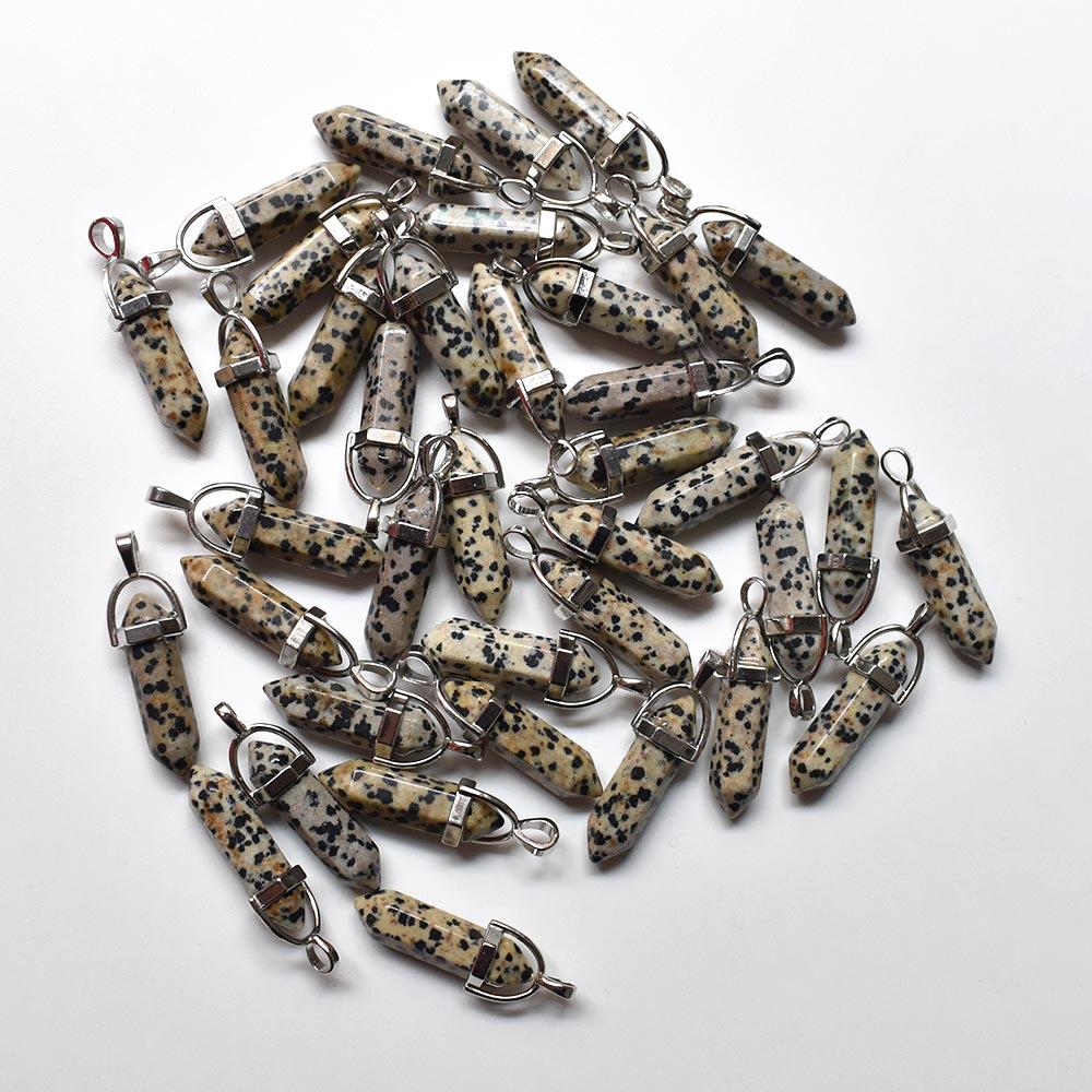 24pcs/lot Fashion quality assorted natural stone mixed pillar charms chakra Pendants & necklaces for making free