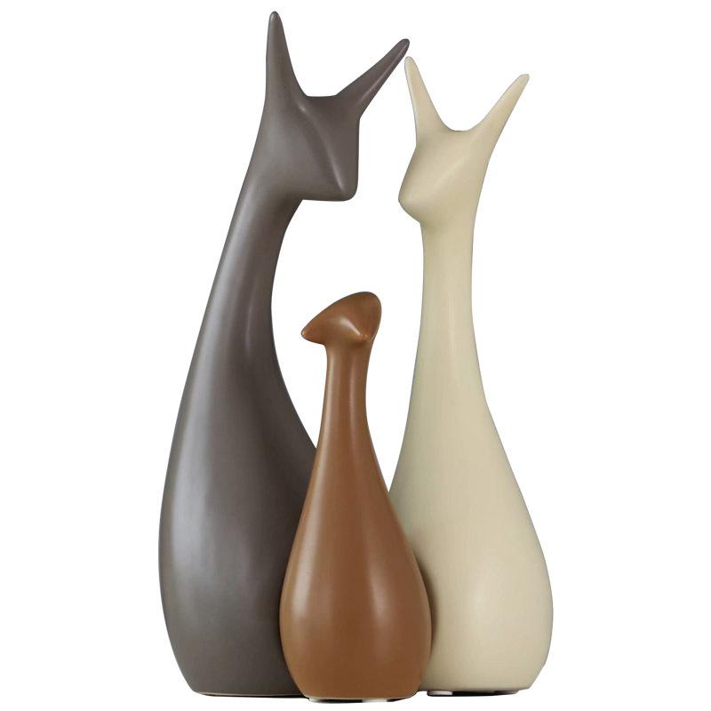 Nordic Deer Elephant Cat Rabbit Swan Ceramic Animals Ornaments Cabinet Store Bar Figurines Home Office Decoration Modern Crafts