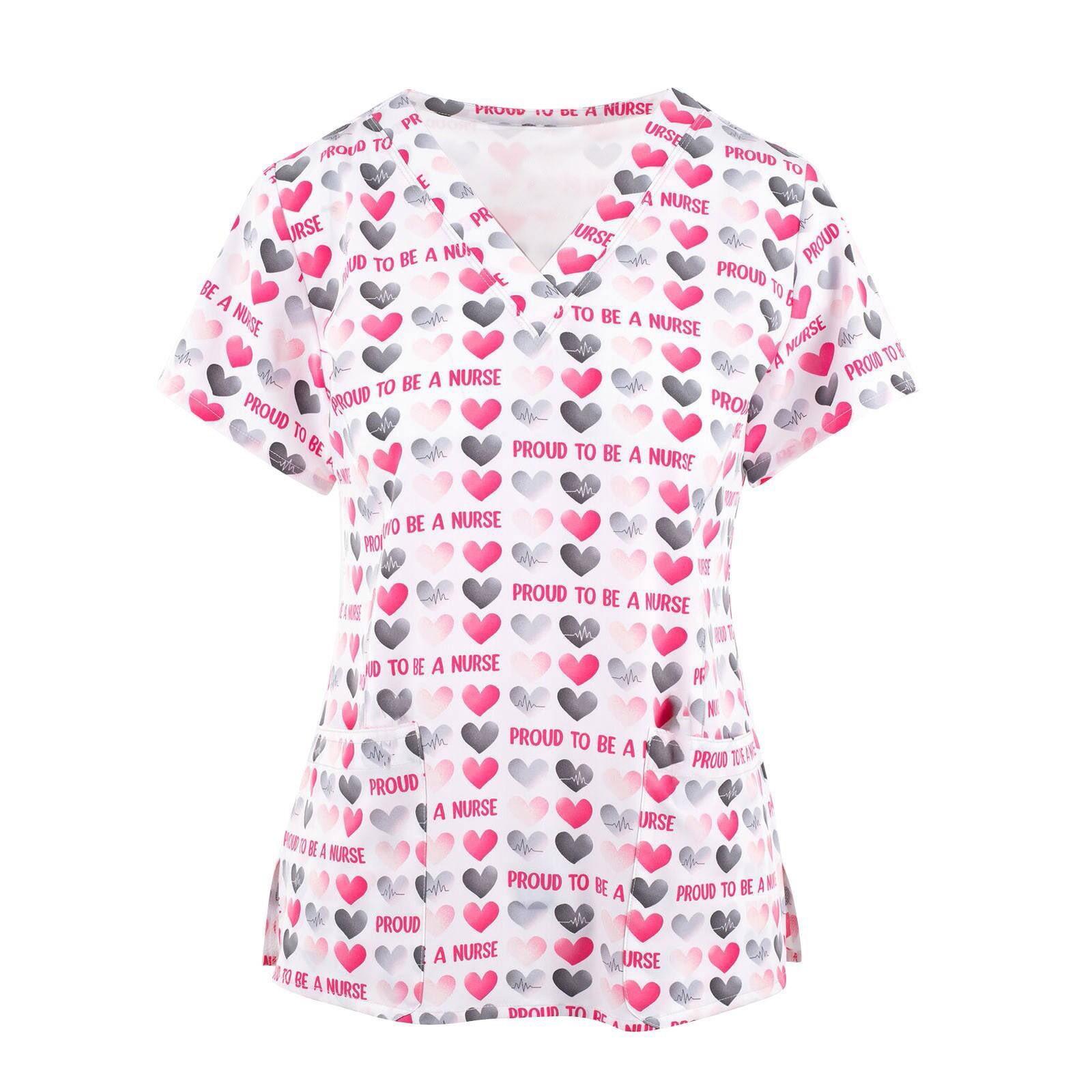 

Женская мода с коротким рукавом и воротником, рабочая униформа, блузка, рубашка XL розовый