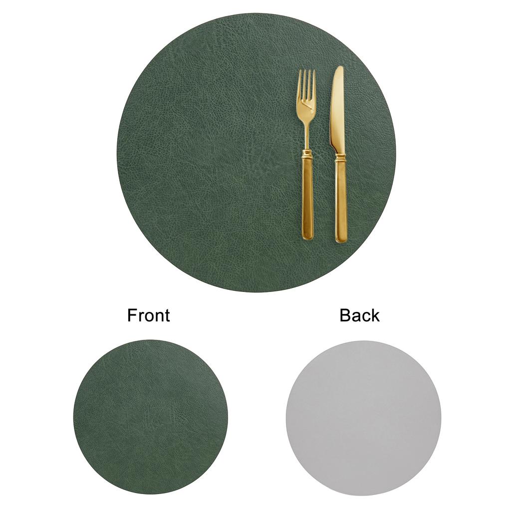 Vintage Style Double-Sided PVC Leather Placemat Round Faux Leather Heat-Resistant Waterproof Cup Plate Mat