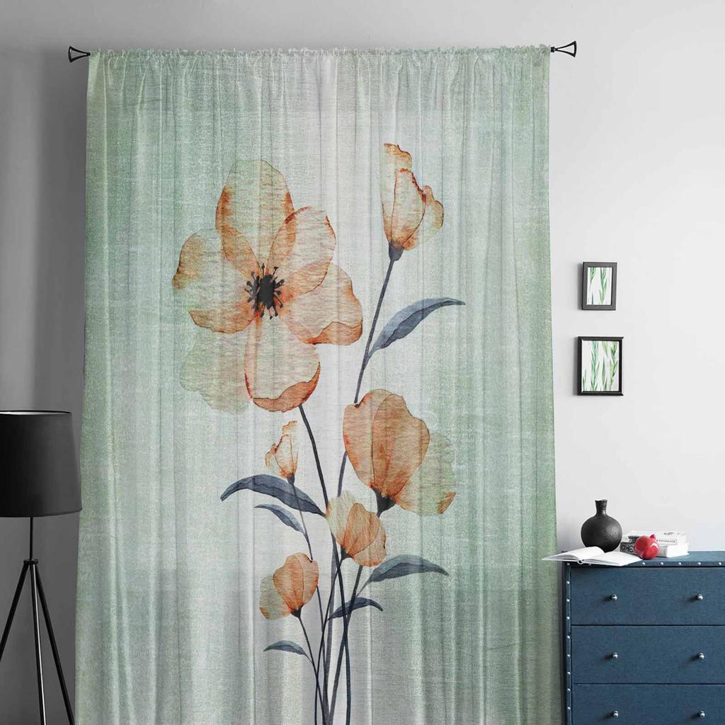 Blumen-Tüll-Fenstervorhänge im dekadenten Stil für Schlafzimmer, luxuriöse Wohndekoration, Vorhänge im Wohnzimmer, Chiffon-Paneele