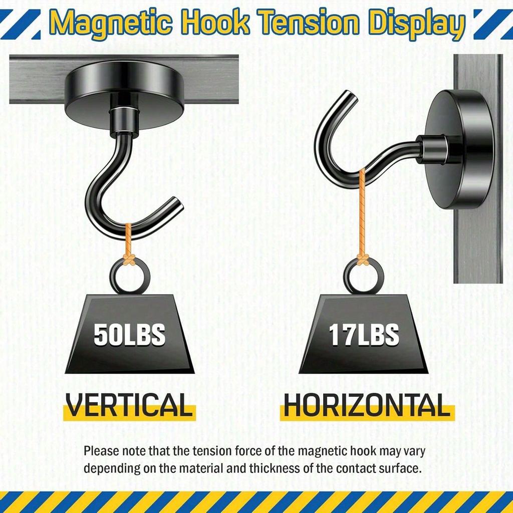 Heavy Duty Magnetic Hooks, Magnet With Hooks, For Cruise Cabins, Classrooms, Offices, Grilling, Heavy Duty Magnetic Metal Hooks