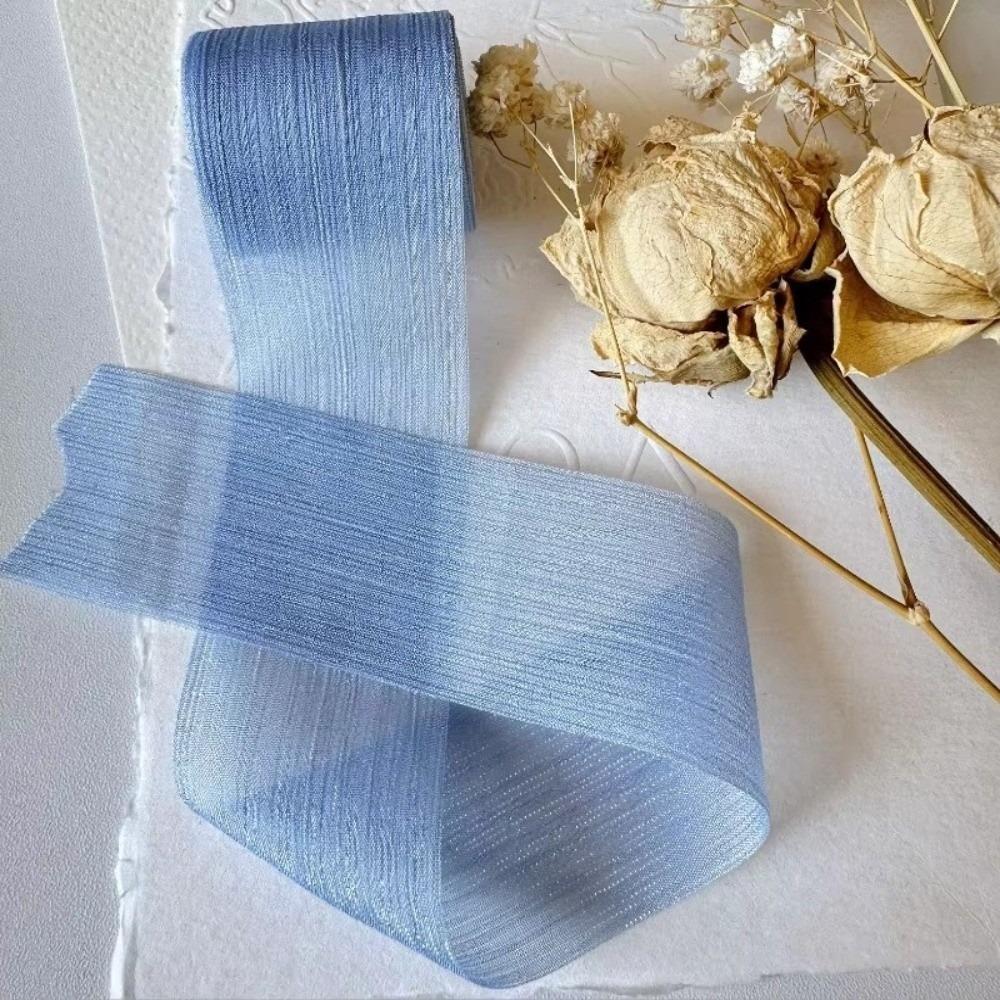 New 4cm 5m Silk Sparkle Ribbon Chiffon Ruffle Mesh Gift Wrap Ribbons Bouquets Bow Sheer Organza Trim DIY Apparel Ribbons