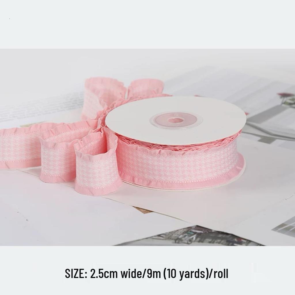 

Кружевная лента в гусиную лапку с оборкой 2,5 см - Полиэстер Хлопок Материал для рукоделия