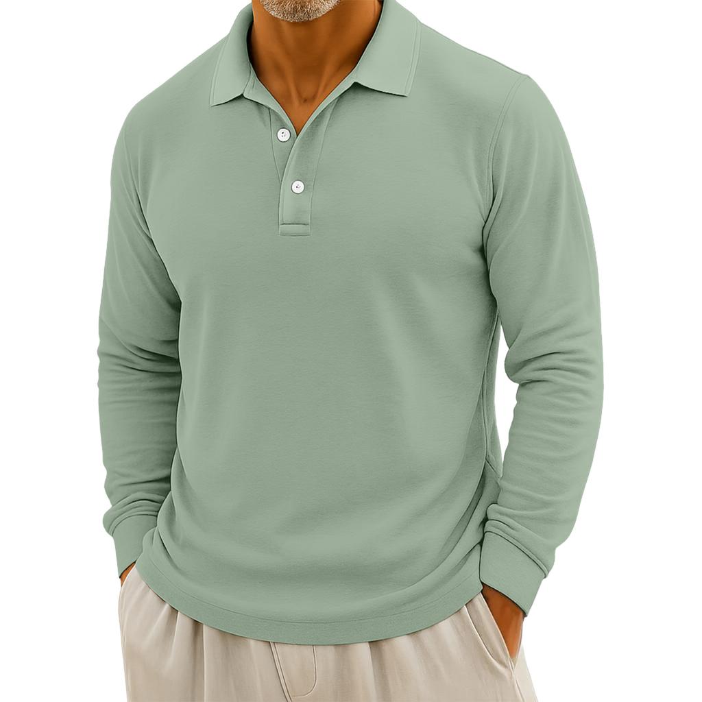 Men's Casual Solid Color Button Long Sleeve Top