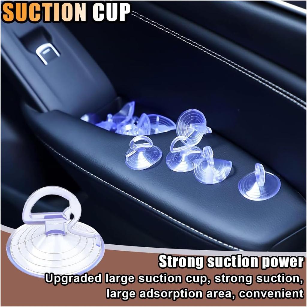 24PCS Car Glass Windshield Sunshade Suction Cups, PVC Sucker Car Window Shade Suction Cups, Pull Ring Sun Visor Suction Cup Hooks, Mini Adsorption