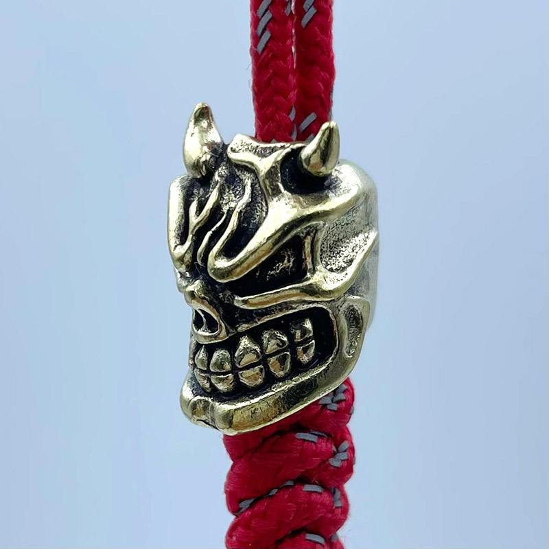 Brass Devil Skull Head Knife Beads Edc Outdoor Flashlight Woven Lanyard Charms Punk Diy Paracord Bracelets Pendants Accessories