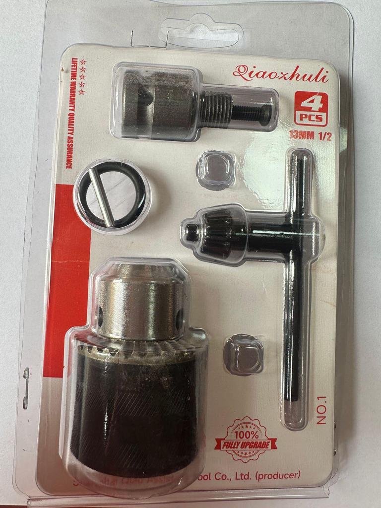 Peacock 5-Piece 3/8" Metal Ratchet Drill Chuck Set with 10mm Double Socket Electric Tool Clamping Accessories
