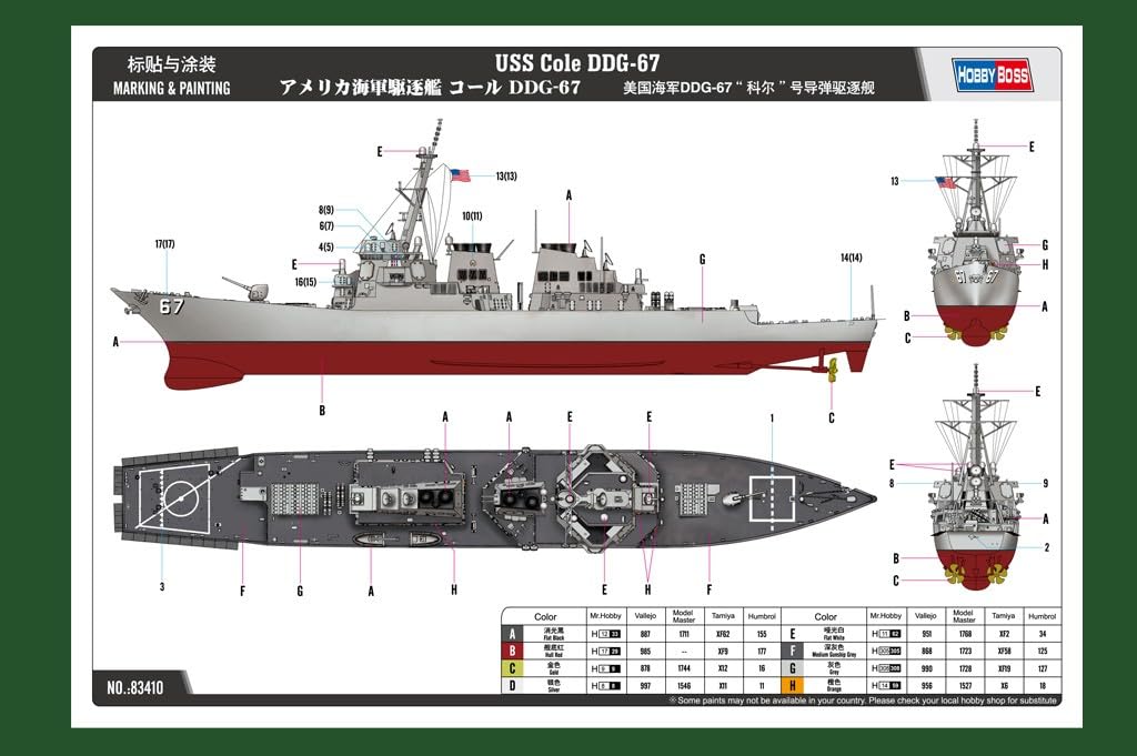 Hobby Boss 1/700 Ship Series US Navy Destroyer Cole DDG-67 Plastic Model