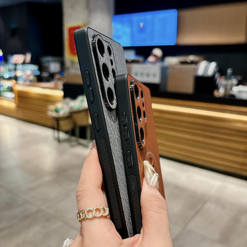 Samsung S25ULTRA Kleeblatt Leder Magnetische Handyhülle - Kompatibel mit S24FE/S23p, Vollständige Abdeckung, Sturzschutz.