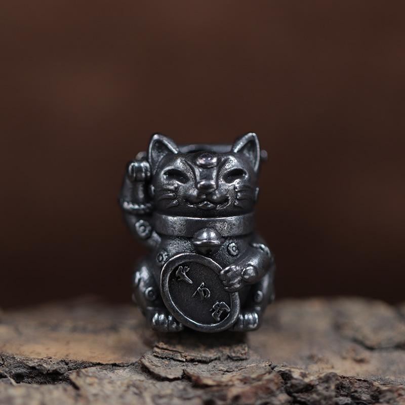 Mascot Lucky Cat Brass Knife Beads EDC DIY Paracord Woven Bracelets Lanyard Pendants Accessories Outdoor Tool Hangings Jewelry