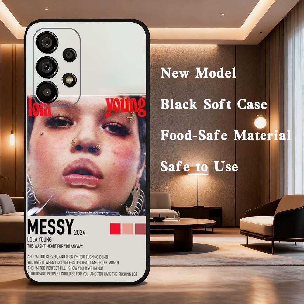 L-Lola Young Messy For Samsung Galaxy A73,31,Note,22,71,53,32,72,41,8,9,52,J7,Soft Black Silicone Cover Case