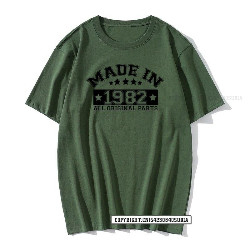 Футболка  Сделано в 1982  Мужская Хлопковая Футболка на День Рождения Топы Футболки Забавная Мужская Футболка Хлопковая Мужская Футболка Персонализированные Топы Футболки S