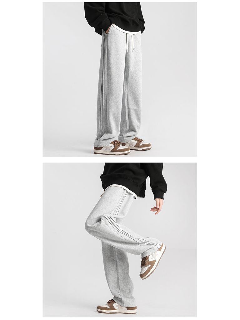 Muxiu Menswear: Trendy Striped Wide-Leg Sweatpants for Men and Couples